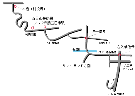 八王子インターからの地図